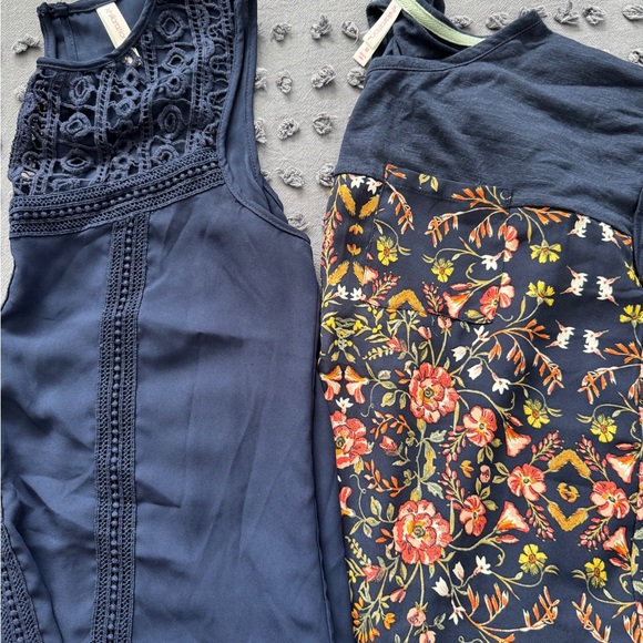 Xhilaration Tops - 2 Women’s Xhilaration Navy Lace and Floral Tops